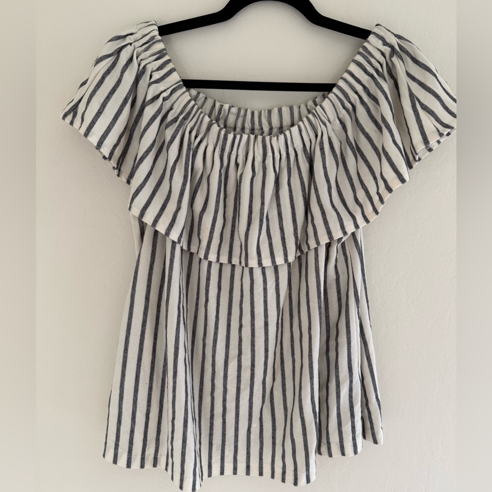 Banana Republic Striped Off-Shoulder Top